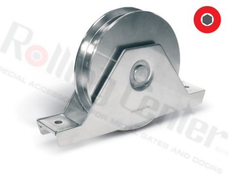 Laufrolle mit zwei Lagern und schweißbarem Träger - für Schmierachse U-Nut ø160 - Inox