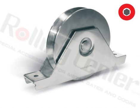 Laufrolle mit zwei Lagern und schweißbarem Träger - für Schmierachse V-Nut ø160 - Inox