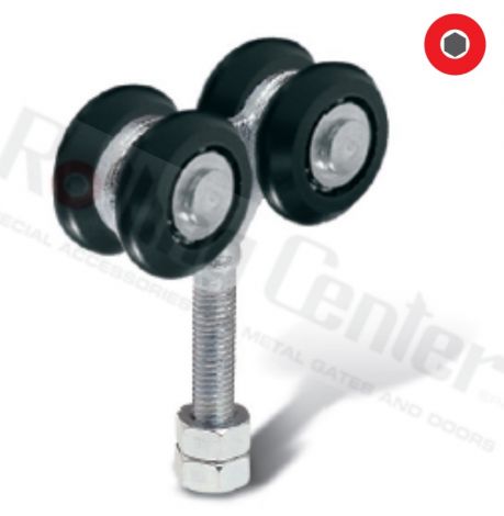 Rollapparat mit 4 Rollen ø42 aus Nylon und Spindel M12x60 - Inox