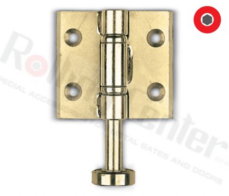 Kleines - unteres Doppelflügelscharnier 111x100 mit ø40 Lager und ø16 Stift - gelb verzinkt (Flach)
