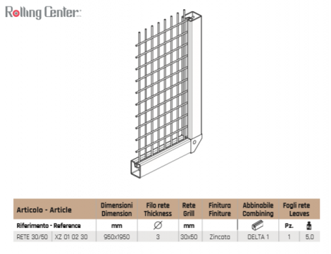 Sicherheitsgitter 950x1950 - Maschenweite 50x30 - ø3 Draht - weiß verzinkt